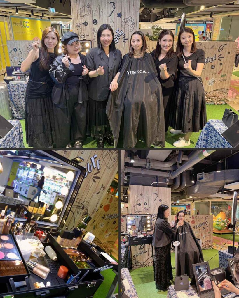 YUMICCA 導師在 Life@KCC 示範泰式妝容，包括霧面底妝、野生眉與太陽花睫毛，參加者全程投入。
